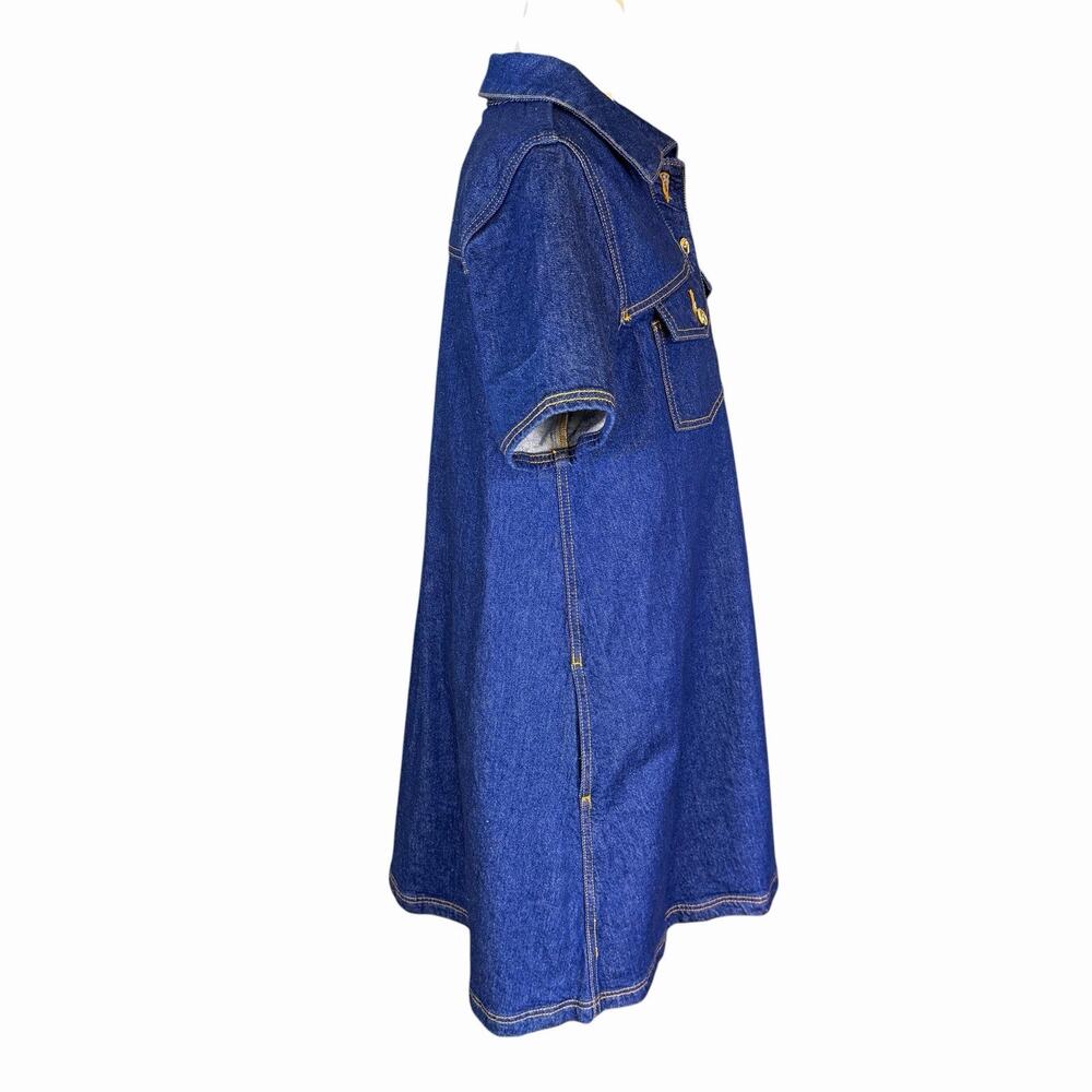 Loft Womens Denim Dress Shift Blue M S/S Western Cowgirl Country Pockets Casual - Picture 6 of 12